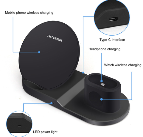 STATION DE CHARGE SANS FIL 3 EN 1