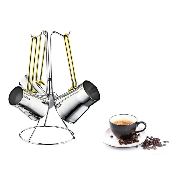 Ensemble de 3 pots à café ou à lait décorés en cuivre et inox 304