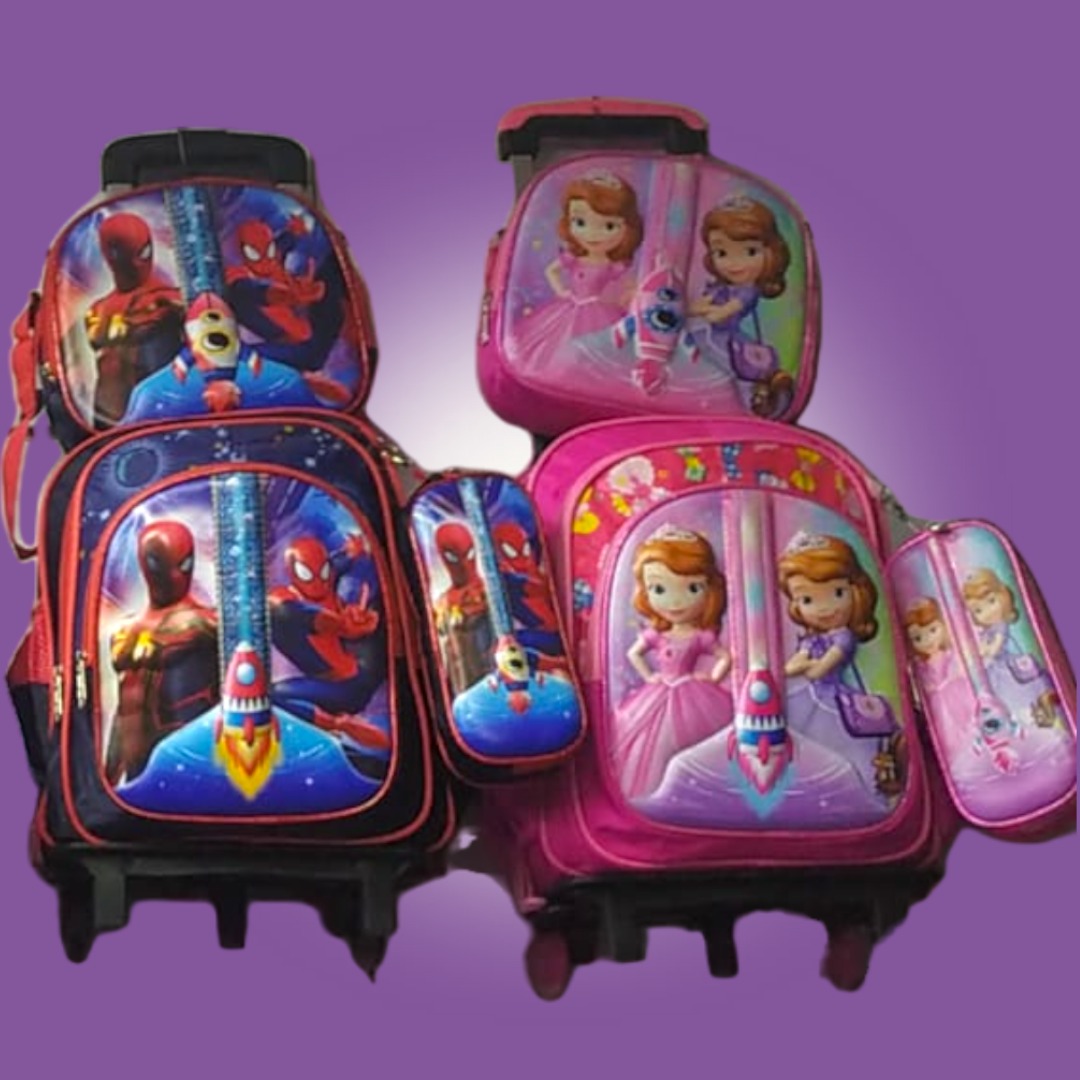Set cartable à roulettes + Sac à goûter + Trousse