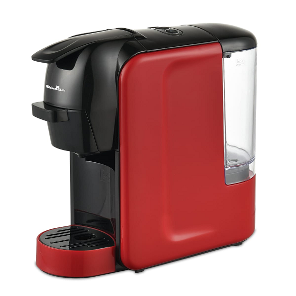 Machine à café à capsules, cafetière à extraction haute pression 19 bars, opération à une touche, taille compacte, pour la maison, le bureau (couleur: rouge) (noir)