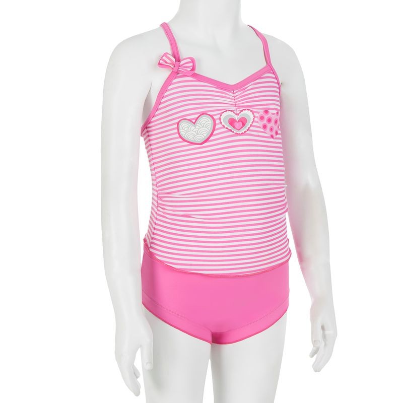 MAILLOT 2 PIÈCES TANKINI FINES BRETELLES ET CULOTTE FINITIONS VOLANT LUA ROSE TRIBORD