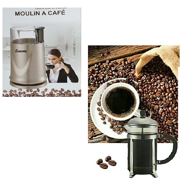 Pack Cafetière à Piston + Moulin à Café Electrique