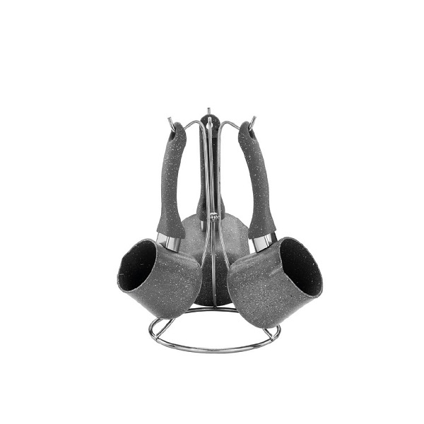 Set de 3 Casseroles à Café et ou lait En Granit Avec Support
